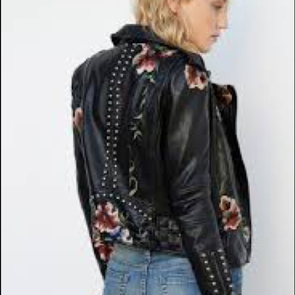 BlankNyc embroidered leather jacket